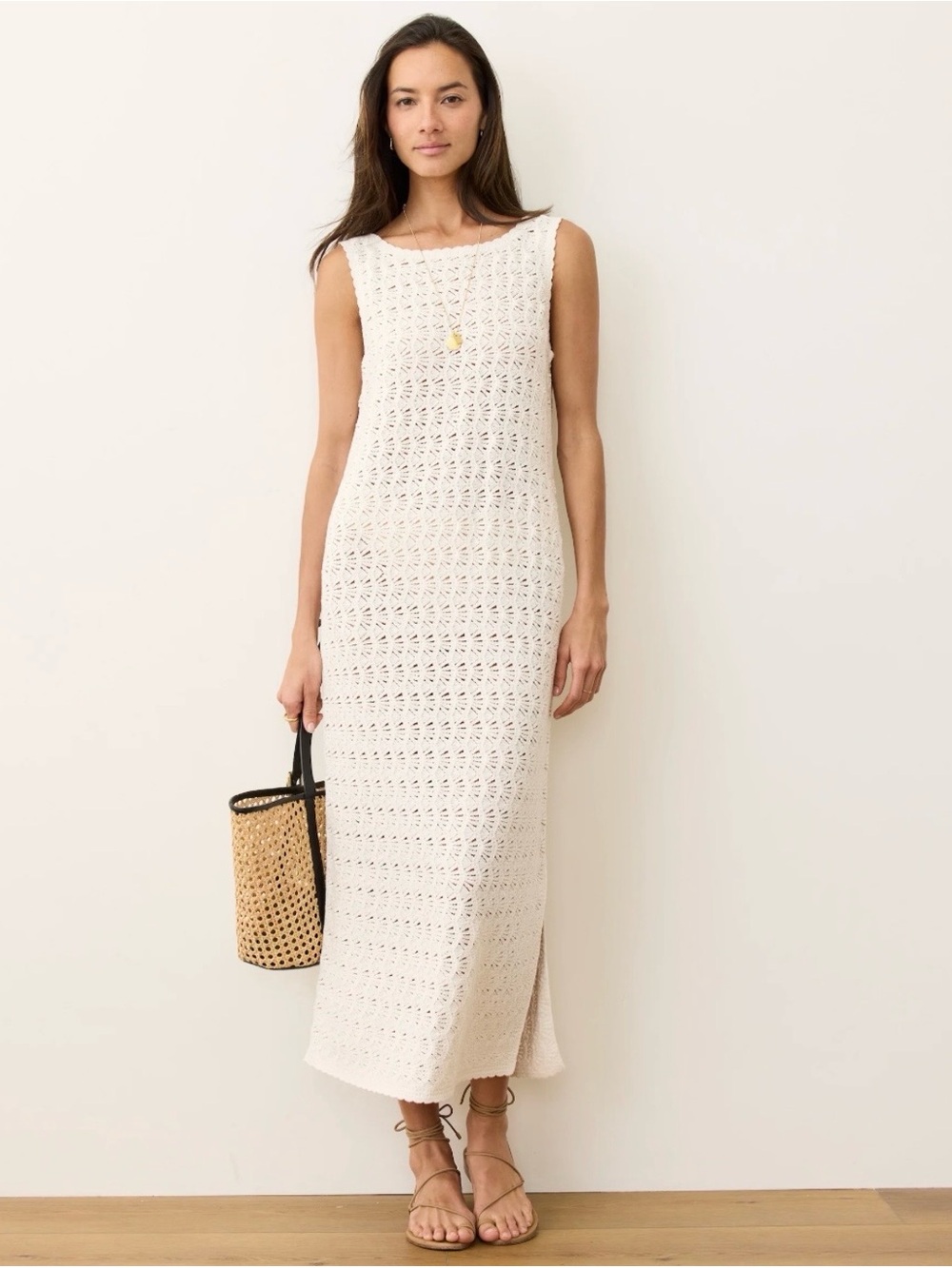 Marine Layer Crochet Maxi Dress in Cream
